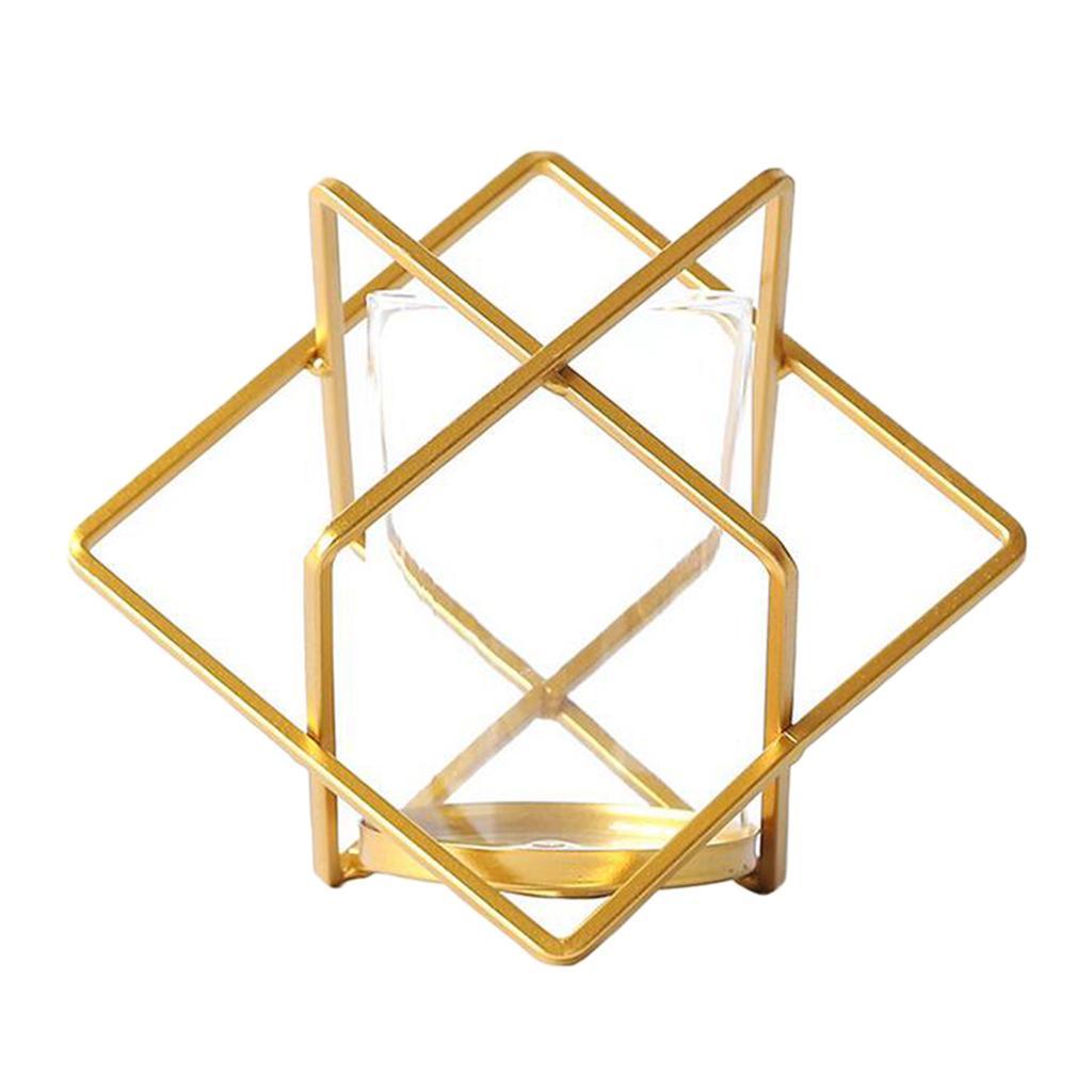 Maxbell Metal Wire Golden Candle Cup Holder for Living Room Decor Photo Prop Sqare - Aladdin Shoppers