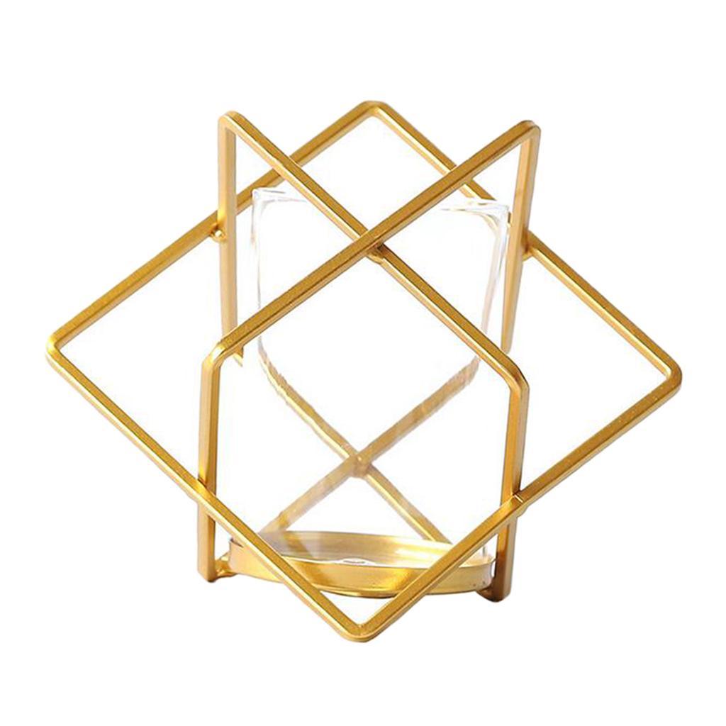 Maxbell Metal Wire Golden Candle Cup Holder for Living Room Decor Photo Prop Sqare - Aladdin Shoppers