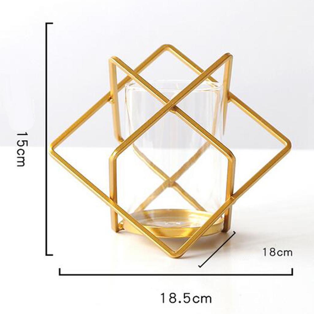 Maxbell Metal Wire Golden Candle Cup Holder for Living Room Decor Photo Prop Sqare - Aladdin Shoppers