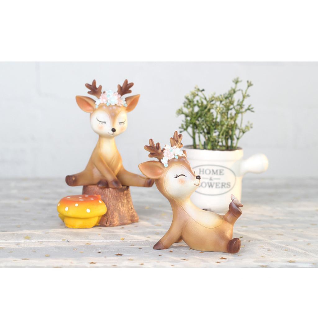 Maxbell Mini Simulated Deer Ornaments Home Garden Car Decoration Ornament Shy - Aladdin Shoppers