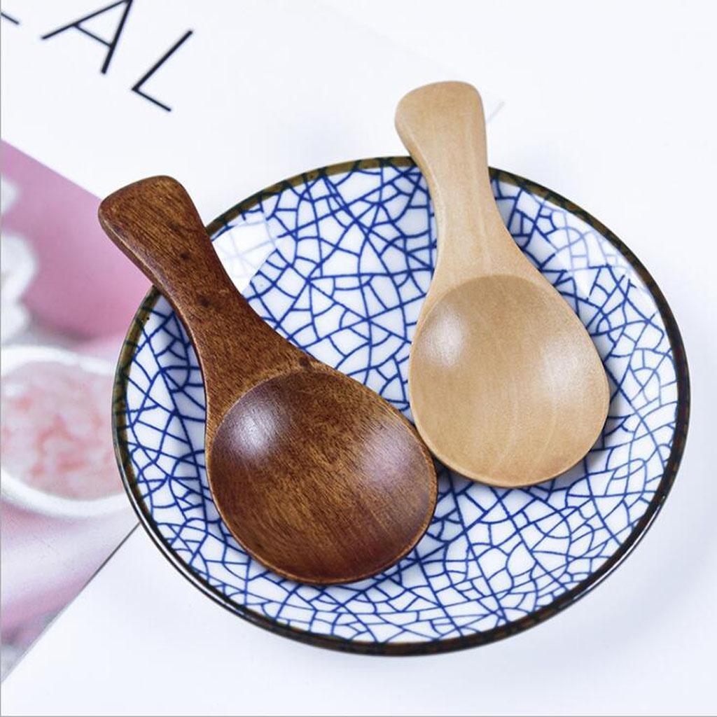 Maxbell Mini Wooden Spoon Kitchen Spice Spoon Tea Scoop Condiment Spoons Cooking Natural Wood Color - Aladdin Shoppers