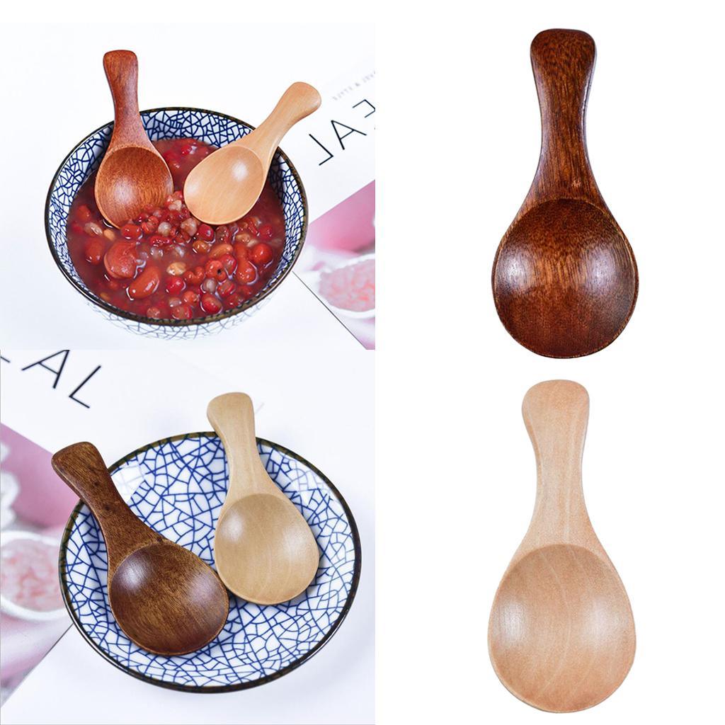 Maxbell Mini Wooden Spoon Kitchen Spice Spoon Tea Scoop Condiment Spoons Cooking Natural Wood Color - Aladdin Shoppers