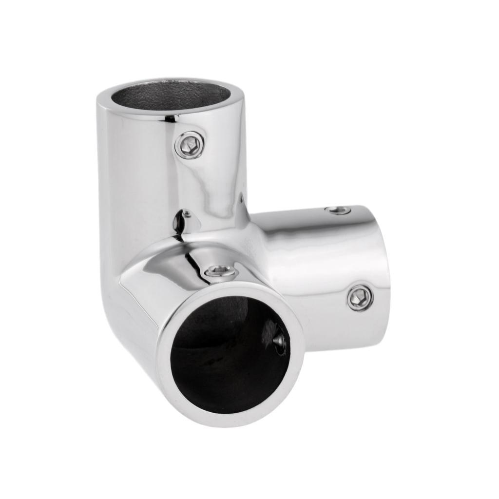 Maxbell Mirror Polished 316 Stainless Steel Marine Boat Hand Rail Fitting 3 Way Corner Elbow Hardware for 1'' 25mm Tubing/Pipe - Aladdin Shoppers