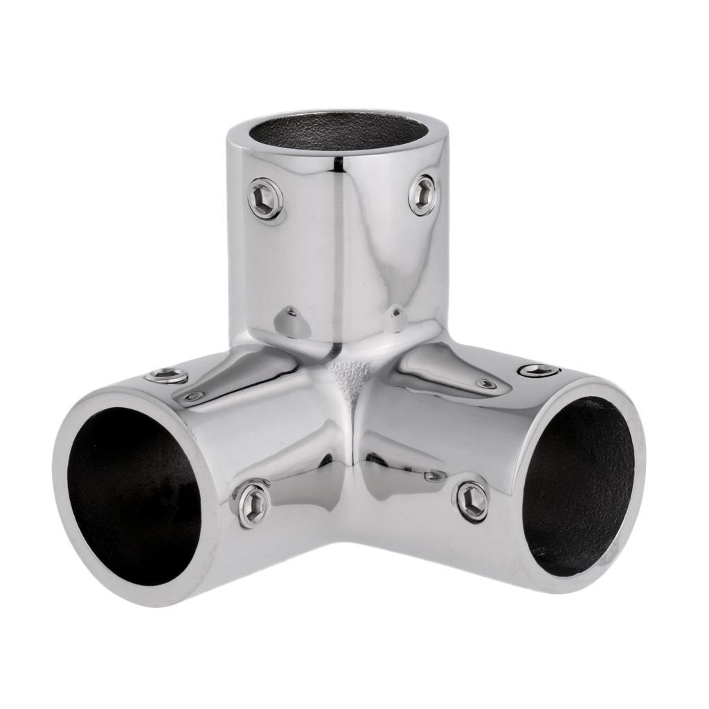 Maxbell Mirror Polished 316 Stainless Steel Marine Boat Hand Rail Fitting 3 Way Corner Elbow Hardware for 1'' 25mm Tubing/Pipe - Aladdin Shoppers