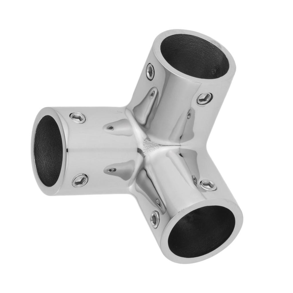 Maxbell Mirror Polished 316 Stainless Steel Marine Boat Hand Rail Fitting 3 Way Corner Elbow Hardware for 1'' 25mm Tubing/Pipe - Aladdin Shoppers