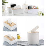 Maxbell Modern Wood Cover Tissue Box Holder Paper Napkin Case Home Office Round - Aladdin Shoppers