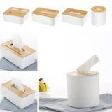 Maxbell Modern Wood Cover Tissue Box Holder Paper Napkin Case Home Office Round - Aladdin Shoppers