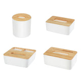 Maxbell Modern Wood Cover Tissue Box Holder Paper Napkin Case Home Office Round - Aladdin Shoppers