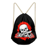 Maxbell Multi-Function Drawstring Bag Storge Bag Skull Gym Travel Backpack Black - Aladdin Shoppers