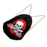 Maxbell Multi-Function Drawstring Bag Storge Bag Skull Gym Travel Backpack Black - Aladdin Shoppers