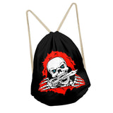 Maxbell Multi-Function Drawstring Bag Storge Bag Skull Gym Travel Backpack Black - Aladdin Shoppers
