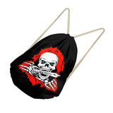 Maxbell Multi-Function Drawstring Bag Storge Bag Skull Gym Travel Backpack Black - Aladdin Shoppers