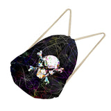 Maxbell Multi-Function Drawstring Bag Storge Bag Skull Gym Travel Backpack Black&White - Aladdin Shoppers