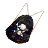 Maxbell Multi-Function Drawstring Bag Storge Bag Skull Gym Travel Backpack Black&White - Aladdin Shoppers