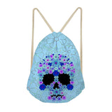 Maxbell Multi-Function Drawstring Bag Storge Bag Skull Gym Travel Backpack Blue - Aladdin Shoppers