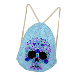 Maxbell Multi-Function Drawstring Bag Storge Bag Skull Gym Travel Backpack Blue - Aladdin Shoppers