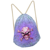 Maxbell Multi-Function Drawstring Bag Storge Bag Skull Gym Travel Backpack Deep Purple