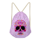 Maxbell Multi-Function Drawstring Bag Storge Bag Skull Gym Travel Backpack Pink - Aladdin Shoppers