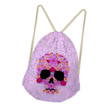 Maxbell Multi-Function Drawstring Bag Storge Bag Skull Gym Travel Backpack Pink - Aladdin Shoppers