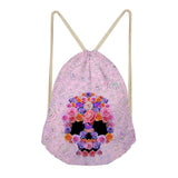 Maxbell Multi-Function Drawstring Bag Storge Bag Skull Gym Travel Backpack Rose Pink - Aladdin Shoppers