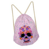 Maxbell Multi-Function Drawstring Bag Storge Bag Skull Gym Travel Backpack Rose Pink - Aladdin Shoppers