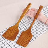 Maxbell Natural Solid Wooden Slice Turner Kitchen Cooking Serving Wood Spatula A - Aladdin Shoppers