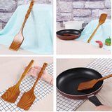 Maxbell Natural Solid Wooden Slice Turner Kitchen Cooking Serving Wood Spatula A - Aladdin Shoppers