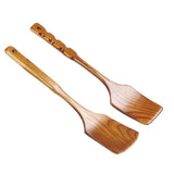 Maxbell Natural Solid Wooden Slice Turner Kitchen Cooking Serving Wood Spatula A - Aladdin Shoppers