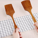 Maxbell Natural Solid Wooden Slice Turner Kitchen Cooking Serving Wood Spatula A - Aladdin Shoppers