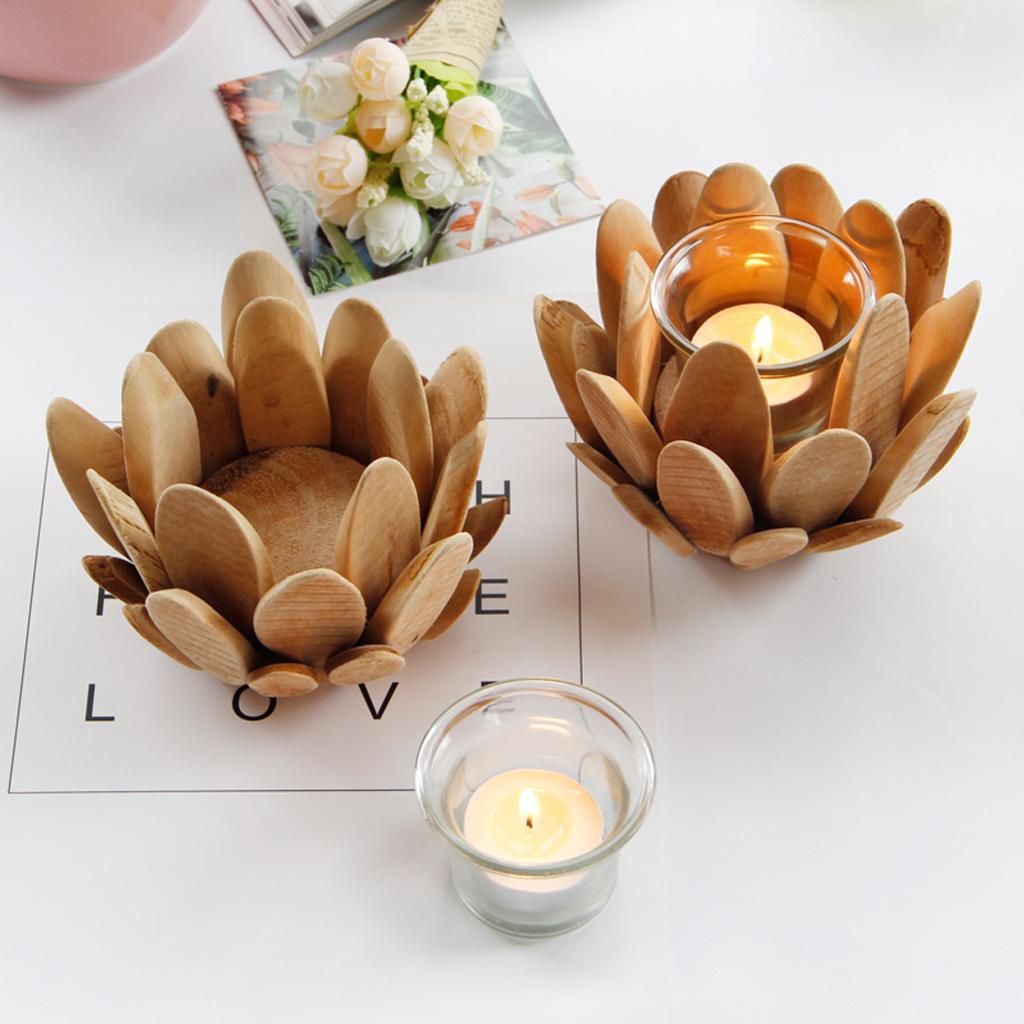 Maxbell Nordic Pastoral Style Wooden Petal Candlestick Decorative Ornament style 01 - Aladdin Shoppers