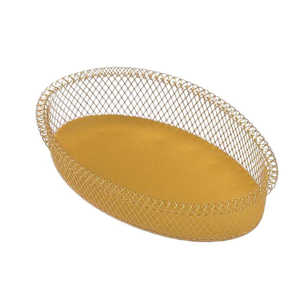 Maxbell Nordic Style Fruit Snack Basket Bowl Large Capacity Living Room Decor Golden Oval L - Aladdin Shoppers