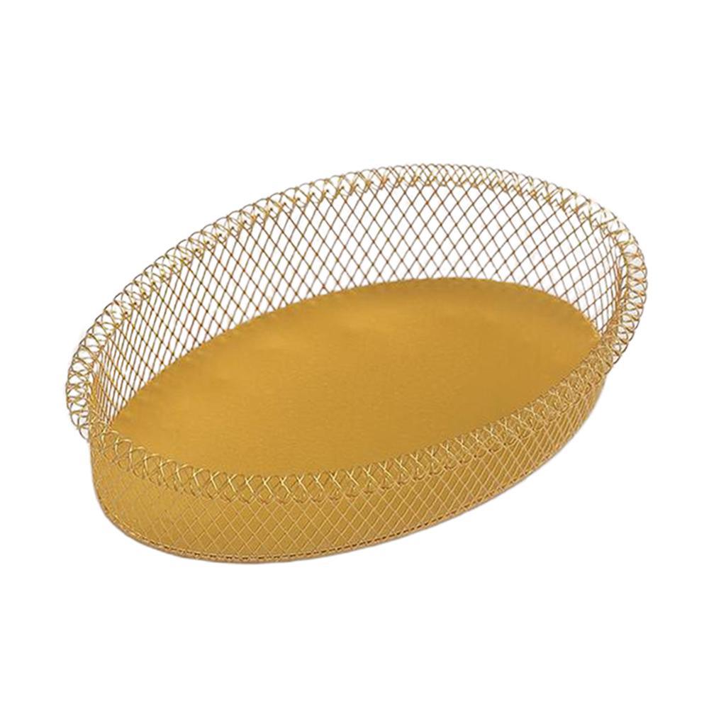 Maxbell Nordic Style Fruit Snack Basket Bowl Large Capacity Living Room Decor Golden Oval L - Aladdin Shoppers