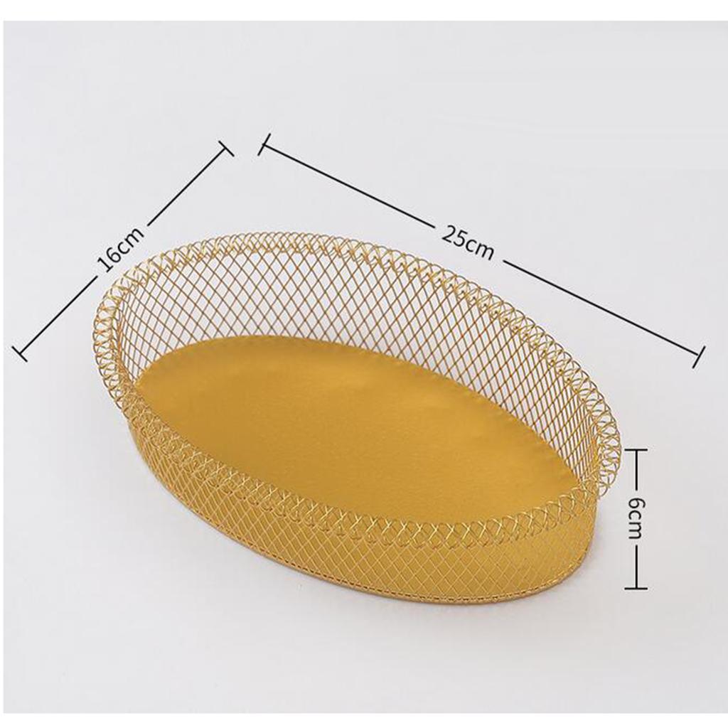 Maxbell Nordic Style Fruit Snack Basket Bowl Large Capacity Living Room Decor Golden Oval L - Aladdin Shoppers