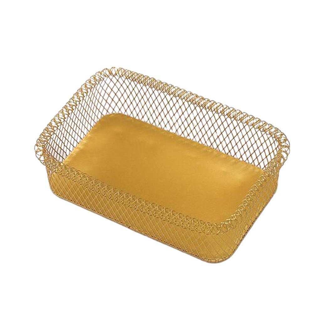 Maxbell Nordic Style Fruit Snack Basket Bowl Large Capacity Living Room Decor Golden Rectangle L - Aladdin Shoppers