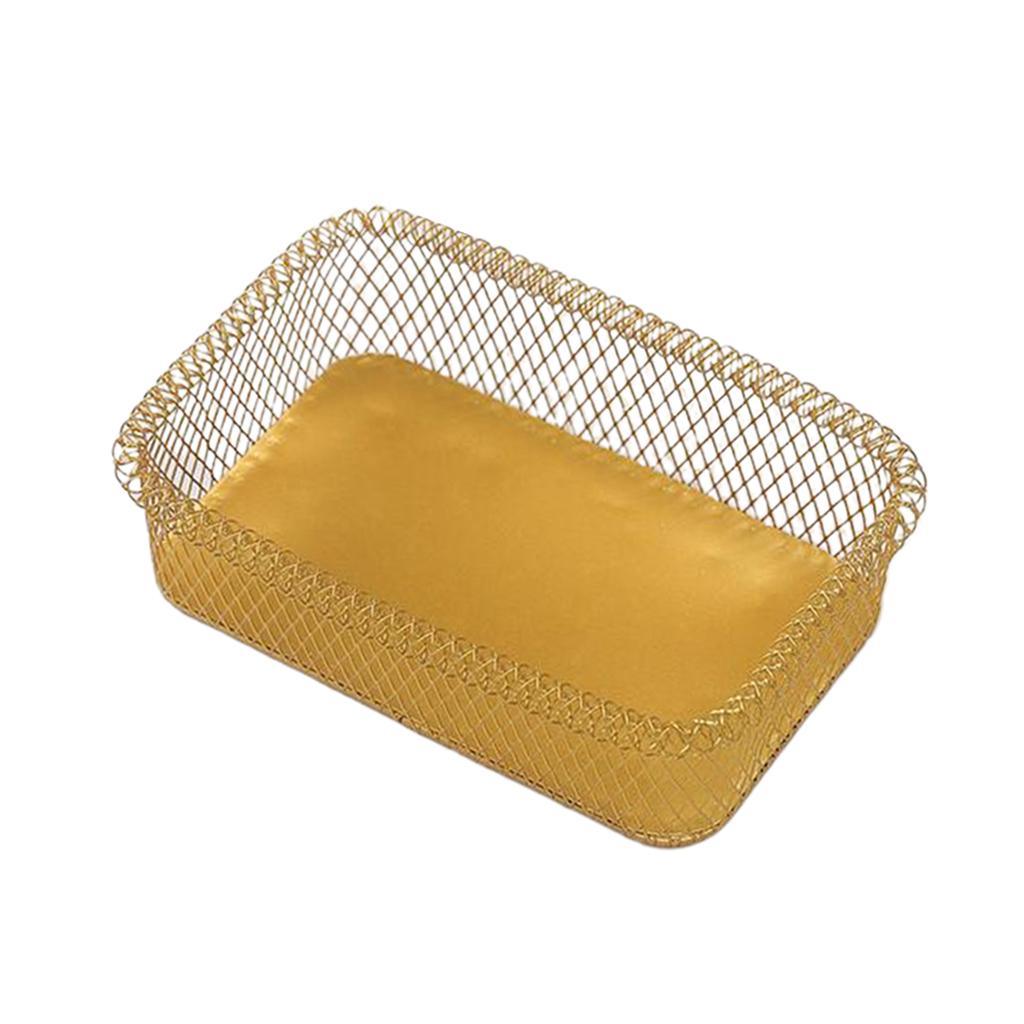 Maxbell Nordic Style Fruit Snack Basket Bowl Large Capacity Living Room Decor Golden Rectangle L - Aladdin Shoppers