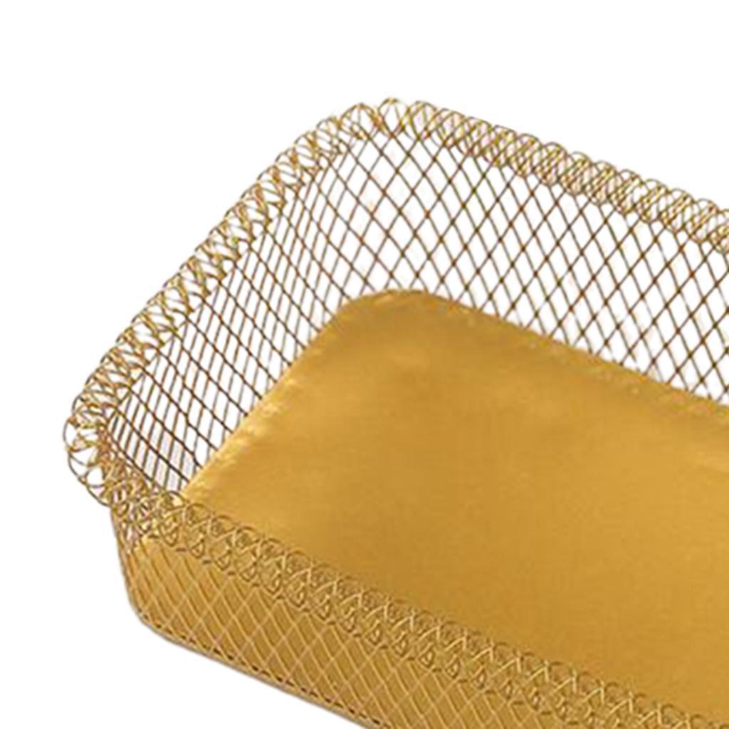 Maxbell Nordic Style Fruit Snack Basket Bowl Large Capacity Living Room Decor Golden Rectangle L - Aladdin Shoppers