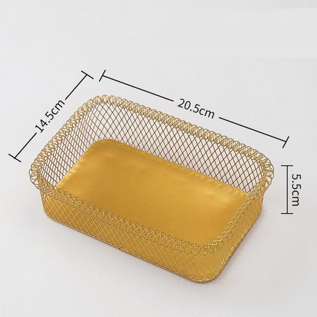 Maxbell Nordic Style Fruit Snack Basket Bowl Large Capacity Living Room Decor Golden Rectangle L - Aladdin Shoppers