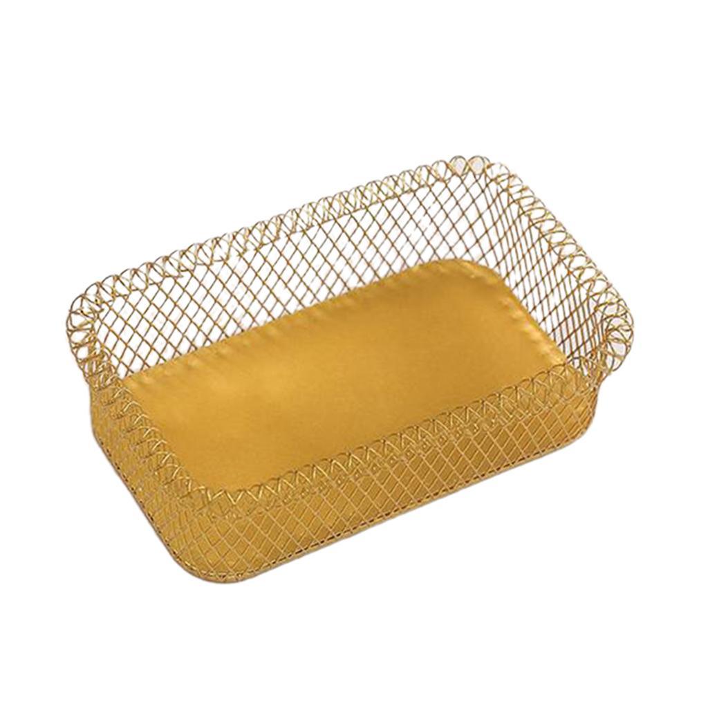 Maxbell Nordic Style Fruit Snack Basket Bowl Large Capacity Living Room Decor Golden Rectangle S - Aladdin Shoppers