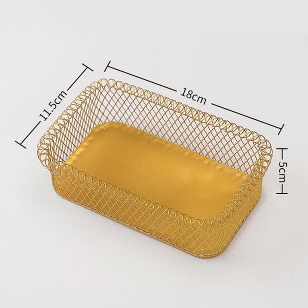 Maxbell Nordic Style Fruit Snack Basket Bowl Large Capacity Living Room Decor Golden Rectangle S - Aladdin Shoppers