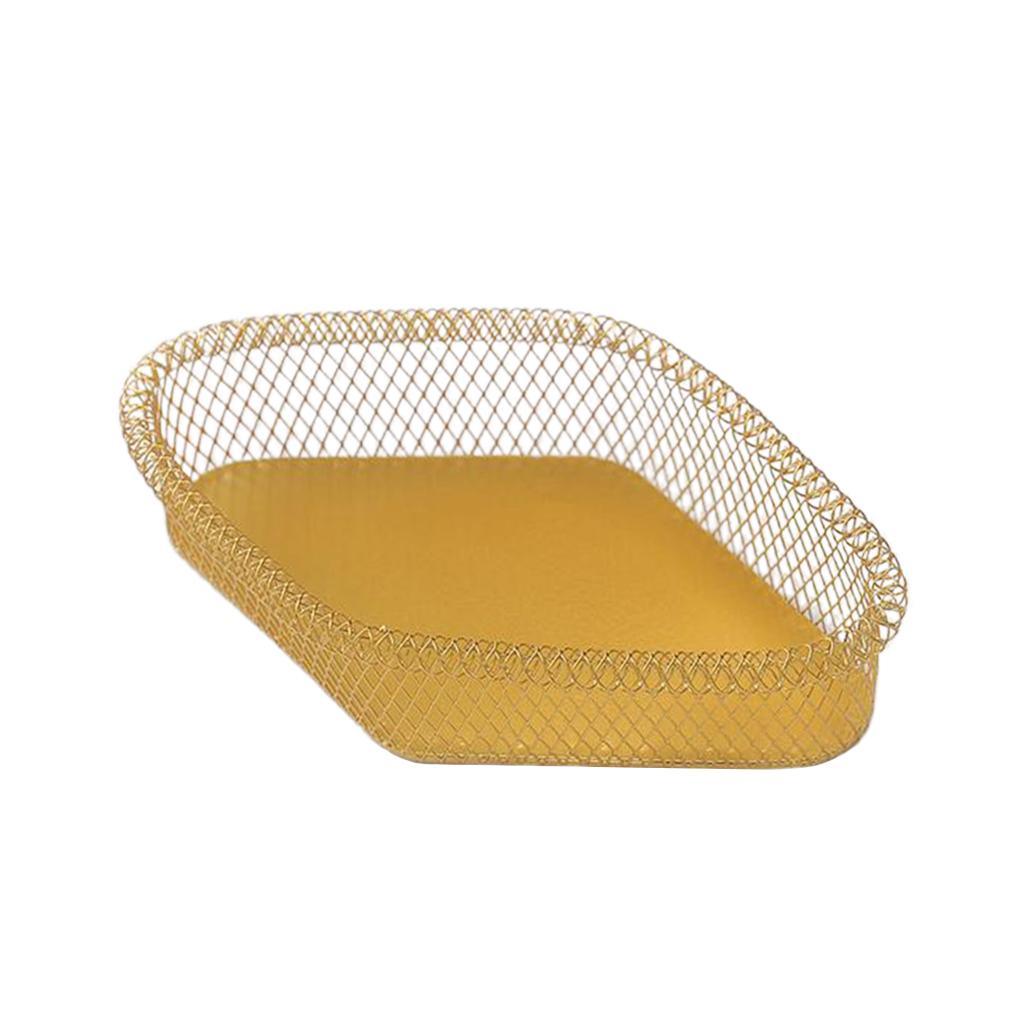 Maxbell Nordic Style Fruit Snack Basket Bowl Large Capacity Living Room Decor Golden Rhombus L - Aladdin Shoppers