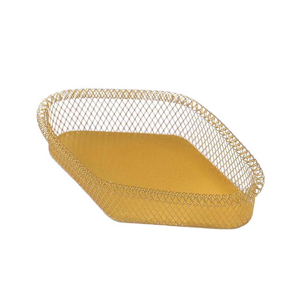 Maxbell Nordic Style Fruit Snack Basket Bowl Large Capacity Living Room Decor Golden Rhombus L - Aladdin Shoppers