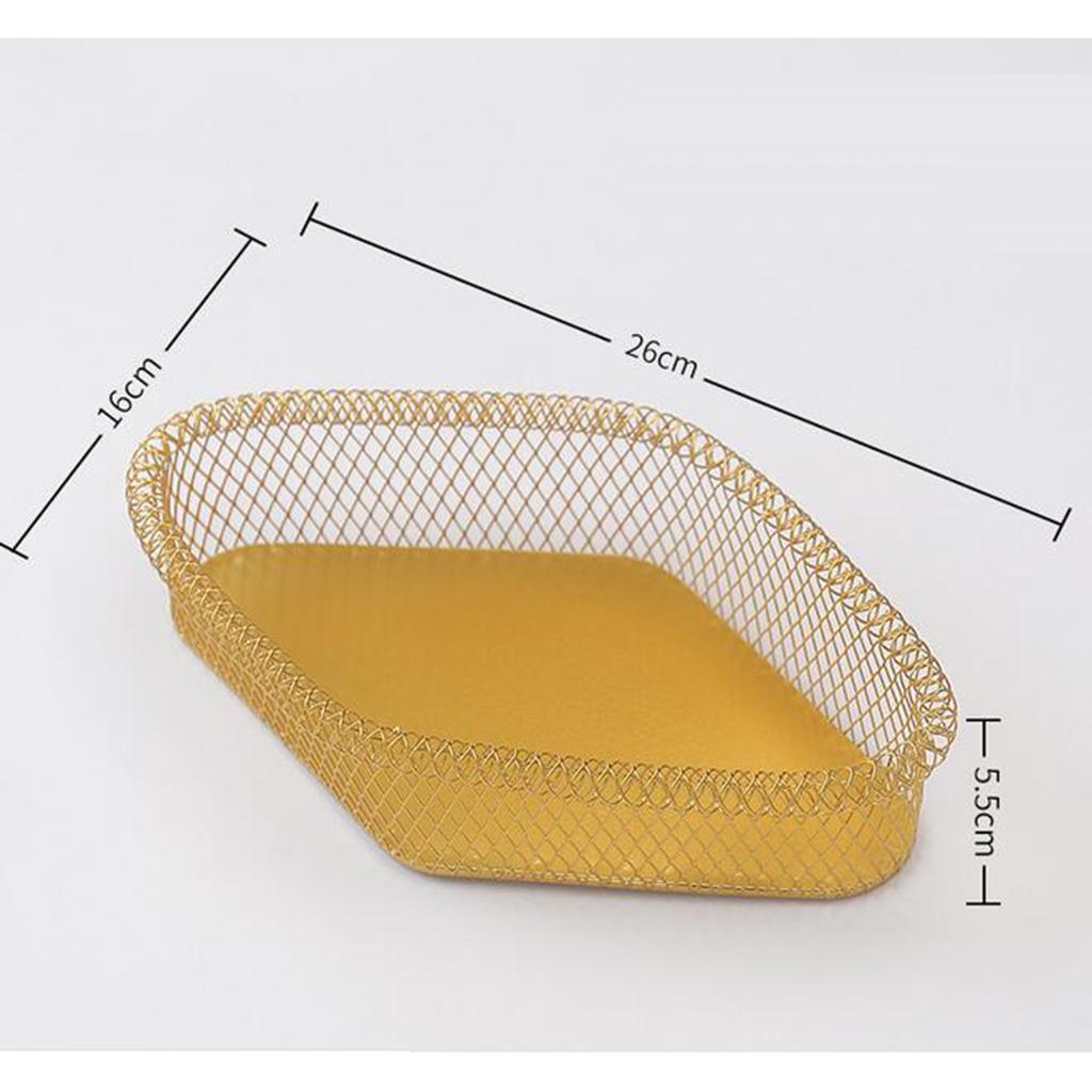 Maxbell Nordic Style Fruit Snack Basket Bowl Large Capacity Living Room Decor Golden Rhombus L - Aladdin Shoppers
