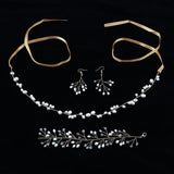 Maxbell One Set Bridal Hand Chain Hair Band Eardrop Wedding Party Accessories - Aladdin Shoppers