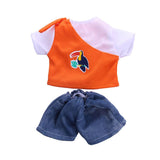 Maxbell Orange T-shirt + Short Jeans Pants Clothes for 14'' American Doll Wellie Wishers Doll - Aladdin Shoppers