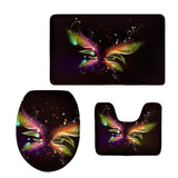 Maxbell Pack 3 Bathroom Set Rug Mat Toilet Lid Cover Non Slip Bathmats Butterfly 3 - Aladdin Shoppers