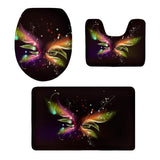 Maxbell Pack 3 Bathroom Set Rug Mat Toilet Lid Cover Non Slip Bathmats Butterfly 3 - Aladdin Shoppers