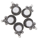 Maxbell Pack of 10 Vintage Silver Round Charm Pendants Bezel Trays Jewelry Making Supplies 1