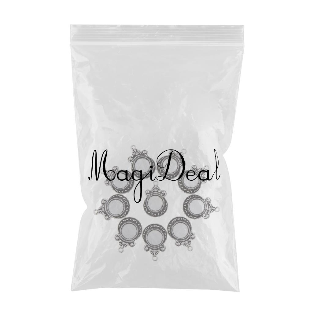 Maxbell Pack of 10 Vintage Silver Round Charm Pendants Bezel Trays Jewelry Making Supplies 1 - Aladdin Shoppers