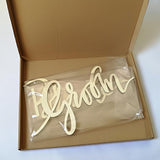 Maxbell Pack of 2/Set Unfinished Bride and Groom Wooden Sign Decorations Photo Booth Prop - Aladdin Shoppers