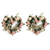Maxbell Pack of 2/Set Unfinished Bride and Groom Wooden Sign Decorations Photo Booth Prop - Aladdin Shoppers